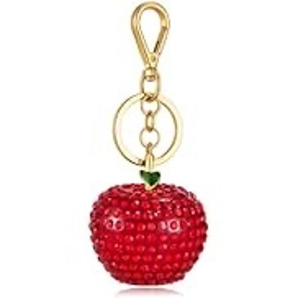 Piper K Apple Glass Stone Bag Charm and Key Chain - Picture 1 of 3
